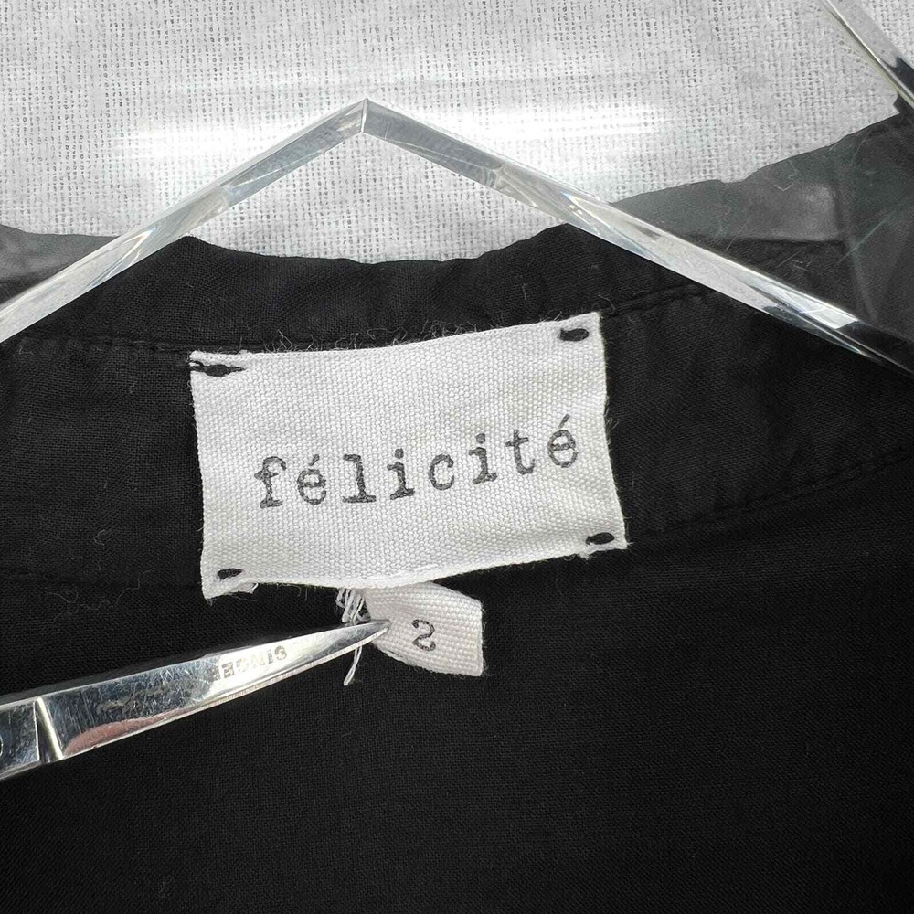 Felicite Shirt Dress Women 2 Black Button Up Long Sleeve Cotton Tunic - Picture 10 of 15